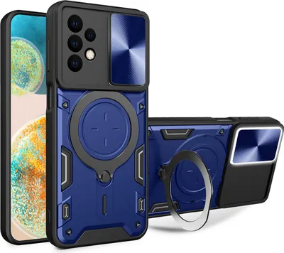 Obrázek produktu pro Pouzdro pro Samsung Galaxy A23 5G dvojvrstvé odolné pouzdro s ochranným krytem kamery a kruhovým stojánkem na prsten modré