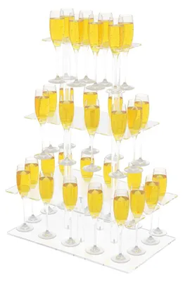 Acryl Champagnerglashalter, 3 Ebenen, 32 Plätze, transparent