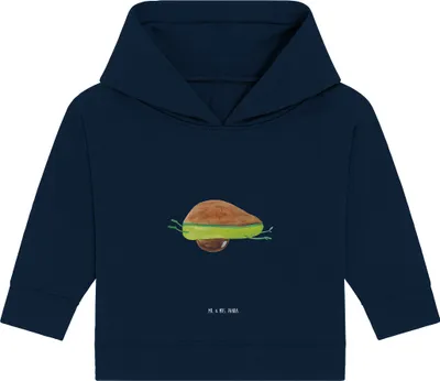 Produktbild von Mr. & Mrs. Panda Organic Baby Hoodie Avocado Yoga 12. - 18. Monat - French Navy - Geschenk, Unsportlich, Kapuzensweatshirt, Bauch, Kapuzenshirt, Humor, Sport, Haha