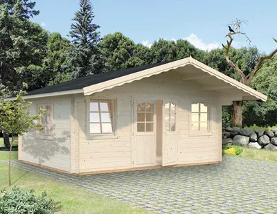 Produktbild von Gartenhaus Palmako Helena 18,6 m² inkl. Fußboden und Vordach 608 x 554 cm natur