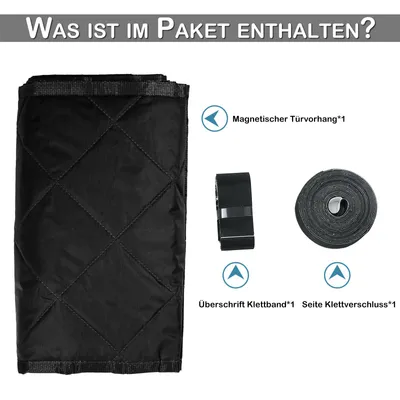 Produktbild von Magnet Türvorhang Wärmeschutzvorhang 90x210cm Thermovorhang Kälteschutz Winddicht ohne Bohren für Balkontür, Schwarz