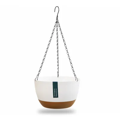 Image de Pot de fleurs suspendu, jardinière suspendue, panier suspendu à double chaîne, bassin d'absorption d'eau automatique, pot de fleurs suspendu