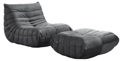 Produktbild von HOME DELUXE Relaxsessel mit Hocker CHILL - Anthrazit 102 x 87 x 70 cm | Sofa, Sessel, Couch, Liegesofa, Loungesessel