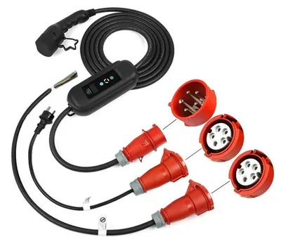Immagine prodotto di Caricabatterie per veicoli elettrici, portatile, connettività tramite app Wi-Fi, cavo da 5 metri con adattatori