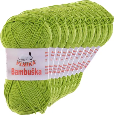 10 x 50g Häkelgarn Bambuska Sommergarn Strickgarn Baumwolle Viskose unifarben, limette