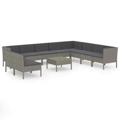 Obrázek produktu pro vidaXL 11dílná zahradní lounge souprava s polštáři Poly ratan Grey