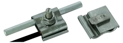 Productafbeelding van DEHN UNI-aardingklem NIRO voor kabeldoorsnede 540250, geschikt voor leidingen van 8-10 mm en kabels van 4-50 qmm, met schroef M8