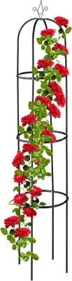 Produktbild von Relaxdays Rankhilfe Obelisk, 190 cm hoch, Ranksäule für Kletterpflanzen, aus Metall, freistehend, Rosenturm, schwarz