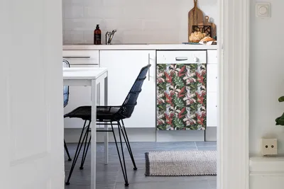 Produktbild von Küche Magnet für Spülmaschine  Abwaschbar 45x80 cm Geschirrspüle  - Papageien Tropen