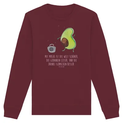 Produktbild von Mr. & Mrs. Panda Baumwoll Sweatshirt Avocado Tanzen Größe XS - Burgundy - Geschenk, Pullover, Singen, Sweater, Pulli, Party, Urlaub, Musik, Bio