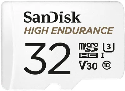A close-up studio shot of a SanDisk microSD card.