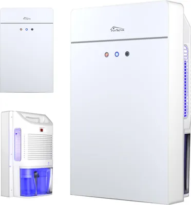 Produktbild von TroniTechnik® Luftentfeuchter EF-03 Mini elektrisch bis 600 ml/24 h, 2,2 L Tank, Glasfront, Abtautomatik, leise, mit Schlauchanschluss, für Räume bis 30 m²