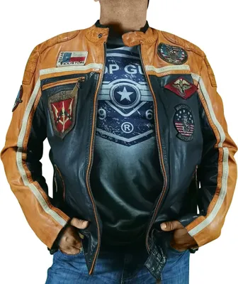Produktbild von Top Gun Lederjacke 31024850 Herren black/orange/offwhite XXL