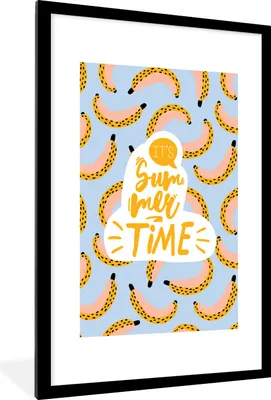 Produktbild von MuchoWow® Gerahmtes Poster Sommer - Gelb - Banane 60x90 cm - Poster mit Schwarzem Bilderrahmen Wandposter Rahmen Foto Bilder - Dekoration - Wandposter Wohnzimmer - Hochwertig