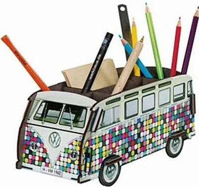 Produktbild von Stiftebox VW Bulli - 10cmx24cmx9cm - Pixelmuster - Aufbewahrung