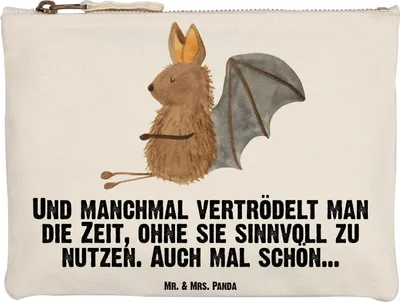 Produktbild von Mr. & Mrs. Panda Federmappe Fledermaus Sitzen Grösse XL Große - Weiß - Geschenk, Lustige Sprüche, Schlampermäppchen, Fledermäuse, kosmetiktäschchen, Mäppchen, Motivation