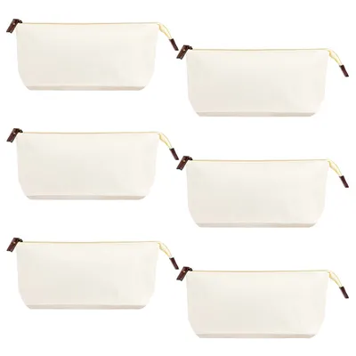 Produktbild von Belle Vous Kosmetiktasche Set in Weiß (6er Set) Große Stoffbeutel zum Bemalen für Damen & Herren – Mehrzweck Stoff Taschen für Kosmetik,