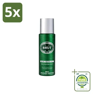 Immagine prodotto di 5 flaconi di deodorante spray Brut Original, 200 ml ciascuno - confezione grande - 5 pezzi