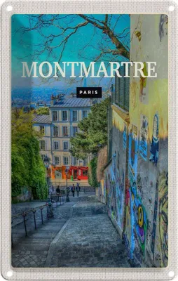 Produktbild von vianmo Blechschild 18x12 cm Montmartre Paris Altstadt Reiseziel Bildmotiv Reisemotiv Abenteuer Reisen Urlaub