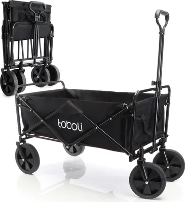 Produktbild von Toboli ručný vozík Skladací s teleskopickou rukoväťou Prepravný vozík čierny Ručný vozík s nosnosťou do 100 kg