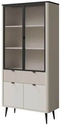 Productafbeelding van Vitrinekast Marly, glazen vitrine, 90x40x191 cm, kleur naar keuze, 4 deuren, kleuren: kasjmier/grijstone
