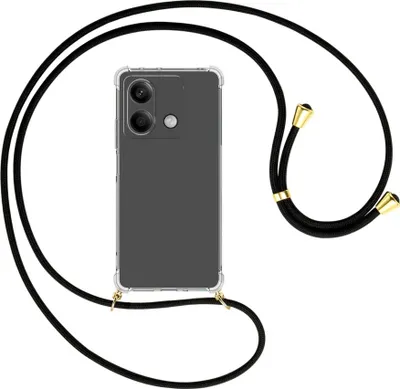 Produktbild von Handykette Backcover-Schutzhülle mit Band (Metall goldfarben) für Xiaomi Redmi Note 13 5G - schwarz