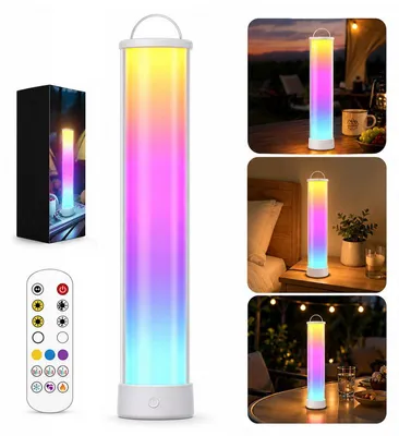 Produktbild von LED Camping Lampe Akku, RGB Tischlampe mit App Steuerung und Fernbedienung, 360° Beleuchtung Outdoor Lampe mit Farbwechsel für Camping Terrasse Schlafzimmer