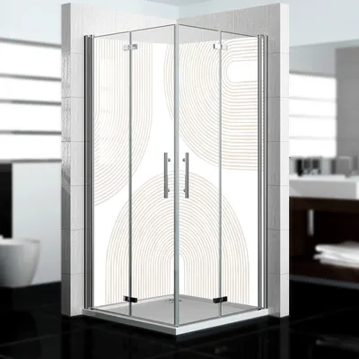Produktbild von dedeco Eck-Duschrückwände Aluminium Aluminium wasserfest Motiv: Abstrakt V8, 2 x 90x210x0,3cm, Fliesenersatz fugenlos Wandverkleidung Wandpaneele,  Germany