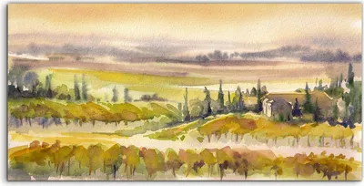 Produktbild von Coloray Acrylbild 120x60  Wandbild Acrylbilder Foto Toskanische Landschaft Aquarelle