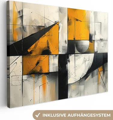 Obrázok produktu pre MuchoWow® - Plátno - Žlté - Abstraktné - Moderné - Tvary, nástenný obraz, nástenné dekorácie obrazy obývacia izba, 120x90cm