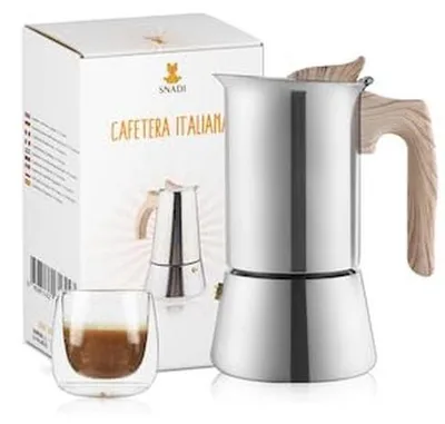 Produktbild von Solidchoice – Italienischer Moka-Kaffeekocher für 4 Tassen – Edelstahl, geeignet für Induktion