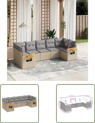 Produktbild von The Living Store 7-tlg. Garten-Sofagarnitur mit Kissen Beige Poly Rattan