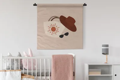 Produktbild von MuchoWow® Wandteppich Wandbehang Sonnenbrille - Hut - Tasche 90x90 cm Tapisserie Dekoration Wandtuch - Wandaufhänger
