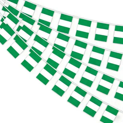 Produktbild von Wimpelkette mit 30 Flaggen 14x21cm 10m Polyester Grün-Weiß-Grün