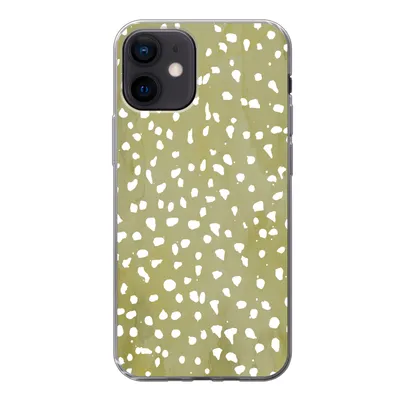 Produktbild von MuchoWow® Handyhülle Schutzhülle Hülle für iPhone 12 Polka dots - Weiß - Grün Silikon Softcase Handy Hülle - Schutzhülle