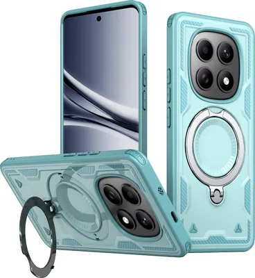 Produktbild von Dual Layer Hülle für Xiaomi Redmi Note 15 5G/4G mit Ring Ständer Magnetisch Stoßfest Handyhülle Türkis