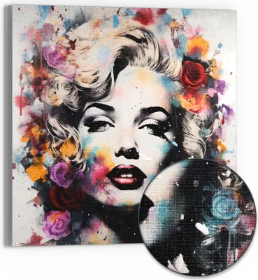Produktbild von DEQOART Hybrid Leinwand Bild 50x50 cm 'Blütenzauber Hollywood' Wandbild Glas flach modern