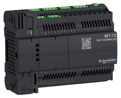 Immagine prodotto di Controllore PLC Schneider Electric, Modicon M172 Optimized, 42 I/O, Ethernet, Modbus, BACnet, 24 V CA/CC TM172OBM42R