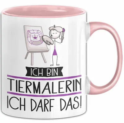 Produktbild von Geschenk für Tiermalerin Tasse Lustige Geschenkidee Geburtstag Ich Bin Tiermalerin Ich Darf Das (Rosa)