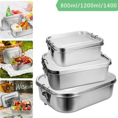 Produktbild von SWANEW 800+1200+1400ml Brotdose ohne Plastik BPA frei brotdose edelstahl Edelstahl Lunchbox