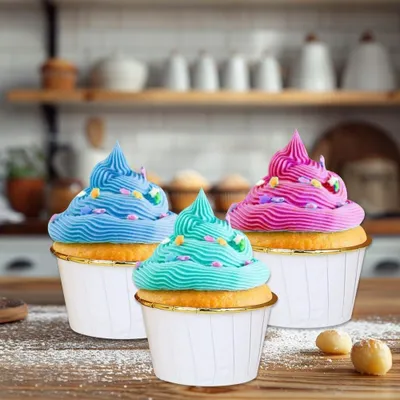 Produktbild von 100 Stück Cupcake-Muffinförmchen aus Aluminiumfolie - Einwegbackbecher für Geburtstag - Hochzeit - Weihnachtsfeier - Fest - Muffinform