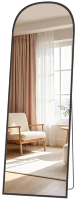 Productafbeelding van HOMCOM Ganzkörperspiegel, 170 x 50 cm. Gebogen, vrijstaand spiegel om aan de muur te hangen of op de vloer te plaatsen