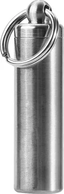 Produktbild von Pillendose, Schlüsselanhänger, 56,5 x 15 mm, rostfreier Stahl, Mini-Pillendose, Schlüsselanhänger, wasserdicht, Medikamentenflasche, Schlüsselanhänger für Reisen, Camping, Notfälle