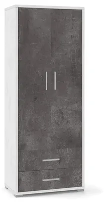 Immagine prodotto di Armadio 2 Ante 2 Cassetti 71x182x41 cm Ossido Bianco/Ossido Nero