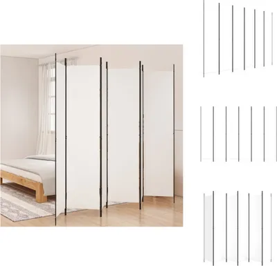 A room divider is set up in a bedroom next to a bed.