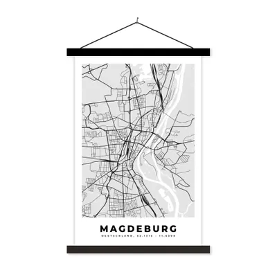 Produktbild von MuchoWow® Textilposter Karte - Stadtplan - Deutschland - Magdeburg - Karte 120x180 cm mit schwarzem Rahmen - Fotos