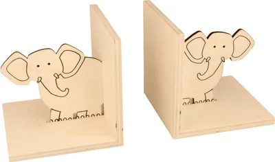 Immagine prodotto di 2 reggilibri in legno a forma di elefante