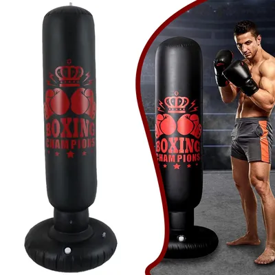 Produktbild von Boxsack, 150cm Aufblasbarer Standboxsack, Boxsack Stehend, Geschenk für Karate, Taekwondo