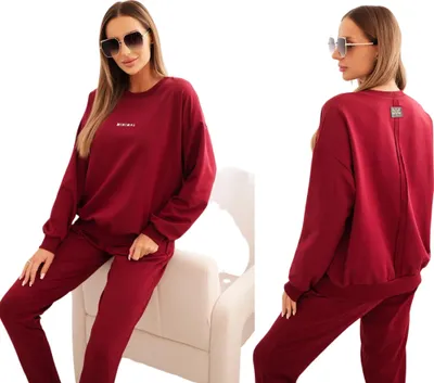 Produktbild von Bordeaux Trainingsanzug Set: Pullover + Hose, Uni-Größe