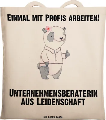 Produktbild von Mr. & Mrs. Panda Shopping Tasche Unternehmensberaterin Leidenschaft - Transparent - Geschenk, Jutebeutel, Tote Bag, Beutel, Stoffbeutel, festivaltasche